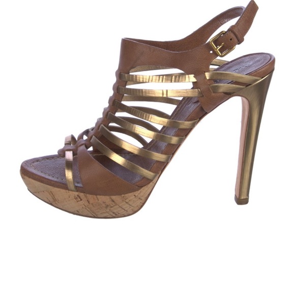 Miu Miu Leather T-Strap Sandals - Picture 1 of 4